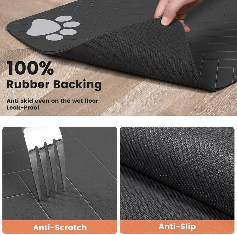 Alfombrilla Absorbente Antideslizante para Comedero y Bebedero de Perros y Gatos con Base Impermeable y Secado Rápido