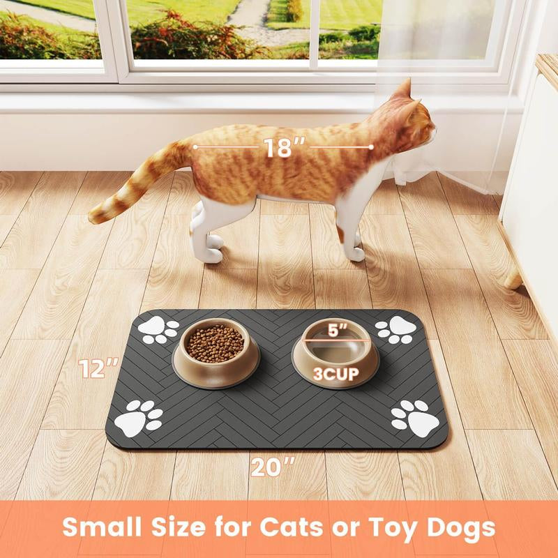 Alfombrilla Absorbente Antideslizante para Comedero y Bebedero de Perros y Gatos con Base Impermeable y Secado Rápido