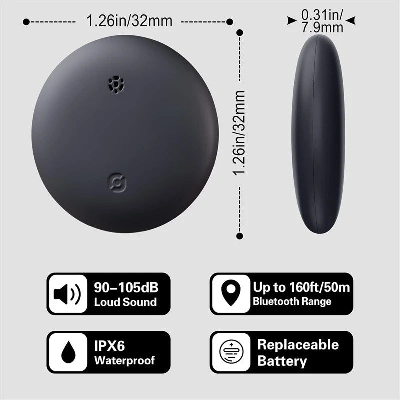 Localizador GPS Inteligente Antipérdida Compatible con Apple Find My – Rastreador Bluetooth para Llaves, Cartera, Coche o Mascotas