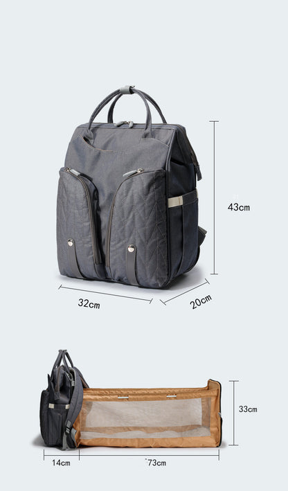 Mochila 2 en 1 con Cuna Portátil Plegable – Organización, confort y estilo para mamá y bebé