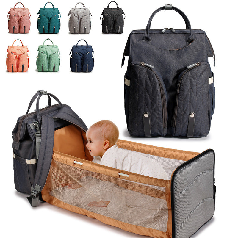 Mochila 2 en 1 con Cuna Portátil Plegable – Organización, confort y estilo para mamá y bebé