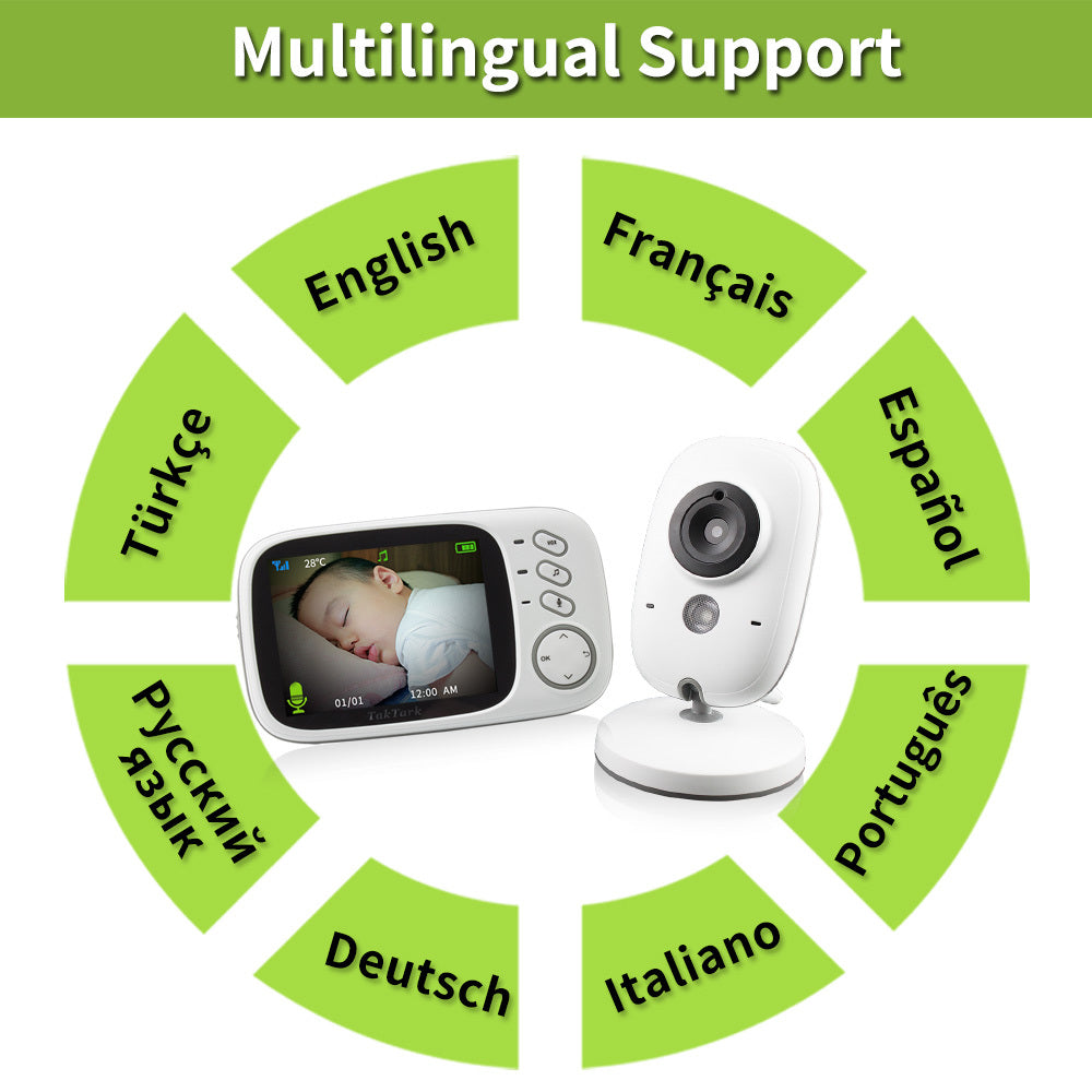 Monitor Digital para Bebé 3.2" con Intercomunicador y Visión Nocturna Automática – Cuidado y tranquilidad en todo momento
