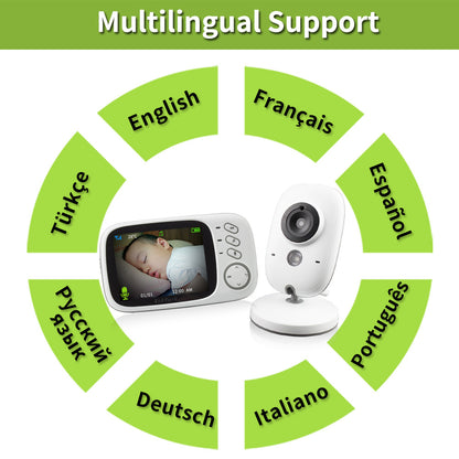 Monitor Digital para Bebé 3.2" con Intercomunicador y Visión Nocturna Automática – Cuidado y tranquilidad en todo momento