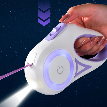 Correa Retráctil para Perros y Gatos con Luz LED Frontal, Extensible 3M y 5M, Antienredos y Sistema de Bloqueo Seguro