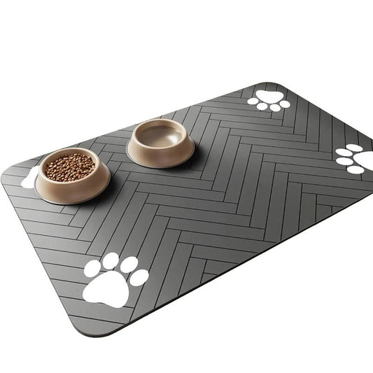 Alfombrilla Absorbente Antideslizante para Comedero y Bebedero de Perros y Gatos con Base Impermeable y Secado Rápido