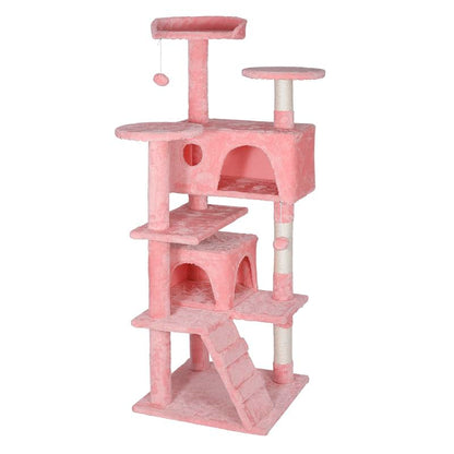 Árbol Rascador para Gatos de 140 cm con Casas, Plataformas Acolchadas, Juguetes Colgantes y Postes de Sisal