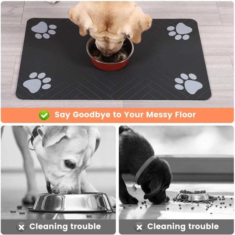 Alfombrilla Absorbente Antideslizante para Comedero y Bebedero de Perros y Gatos con Base Impermeable y Secado Rápido